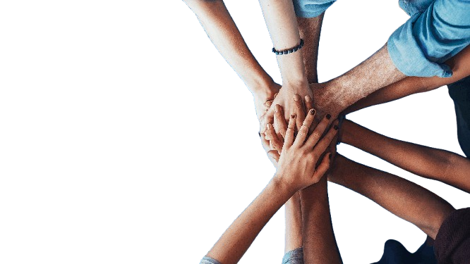 Business people join hands to cooperate with colleagues in the business team. Meet the Team Affy Health