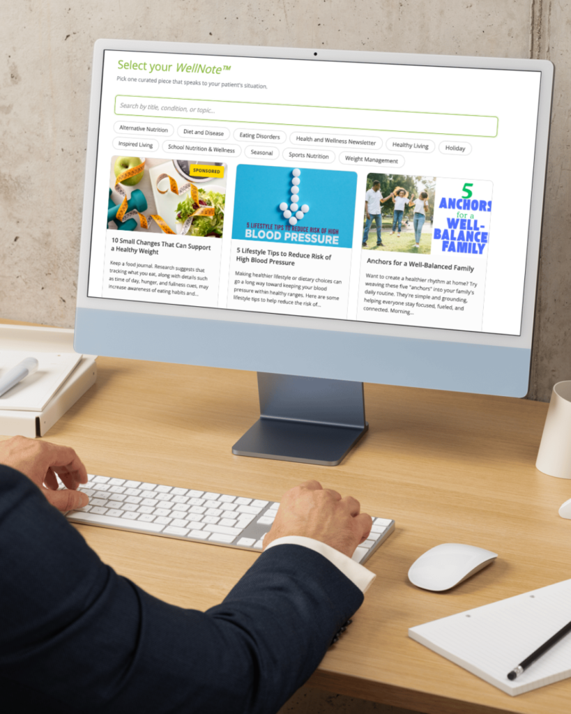 WellNote™ library with nutrition and lifestyle medicine information 